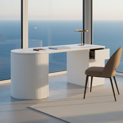 Payton Benjamin Ripple Grand 3 Drawer RHF Computer Work Desk Table White