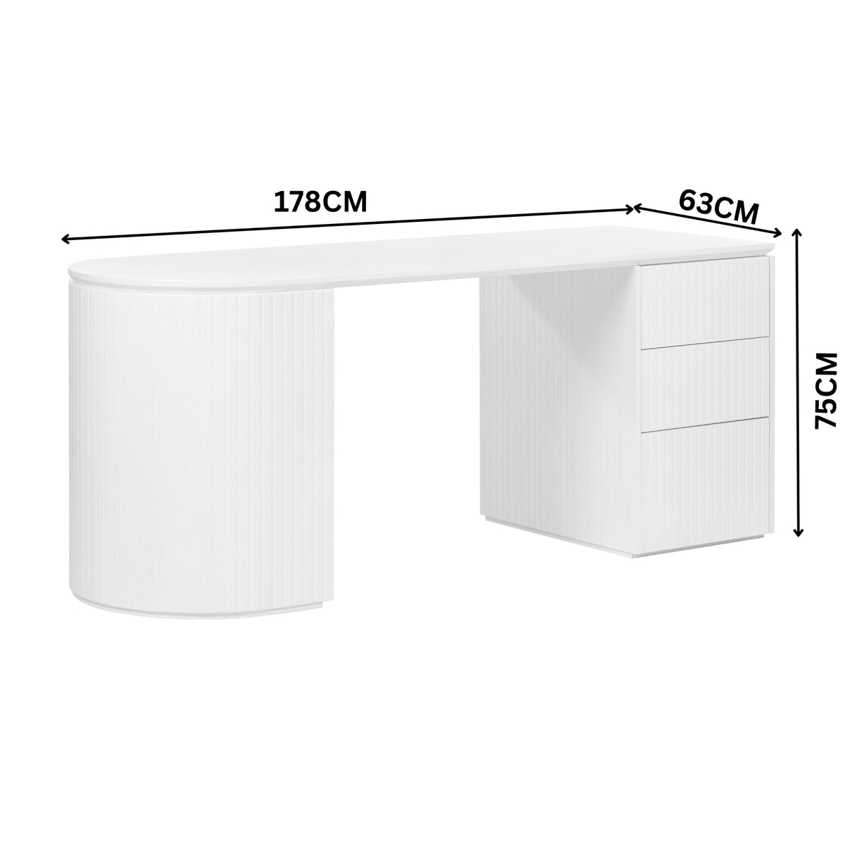 Payton Benjamin Ripple Grand 3 Drawer RHF Computer Work Desk Table White