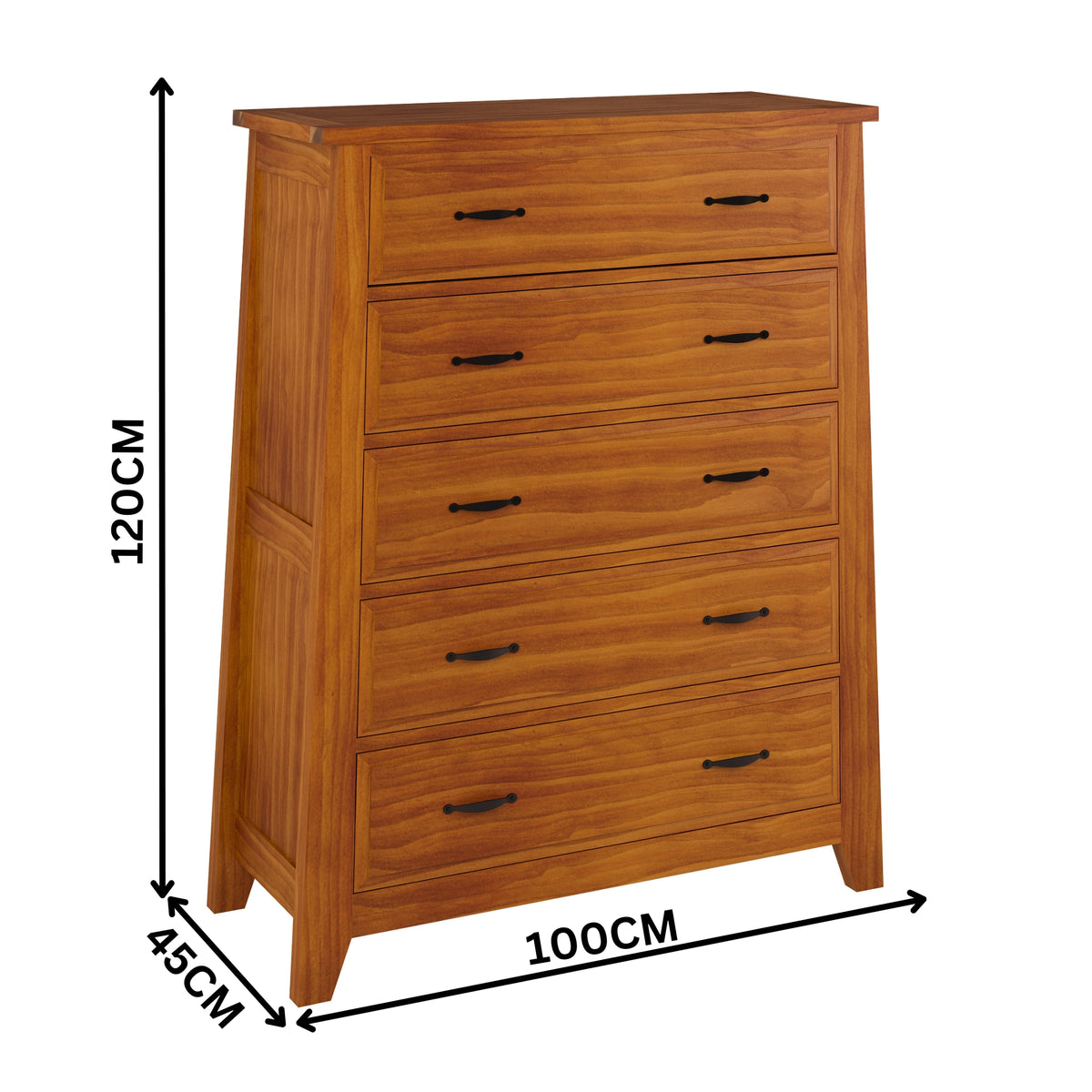 Pine Valley 100cm Tallboy Solid Pine Blackwood Oak