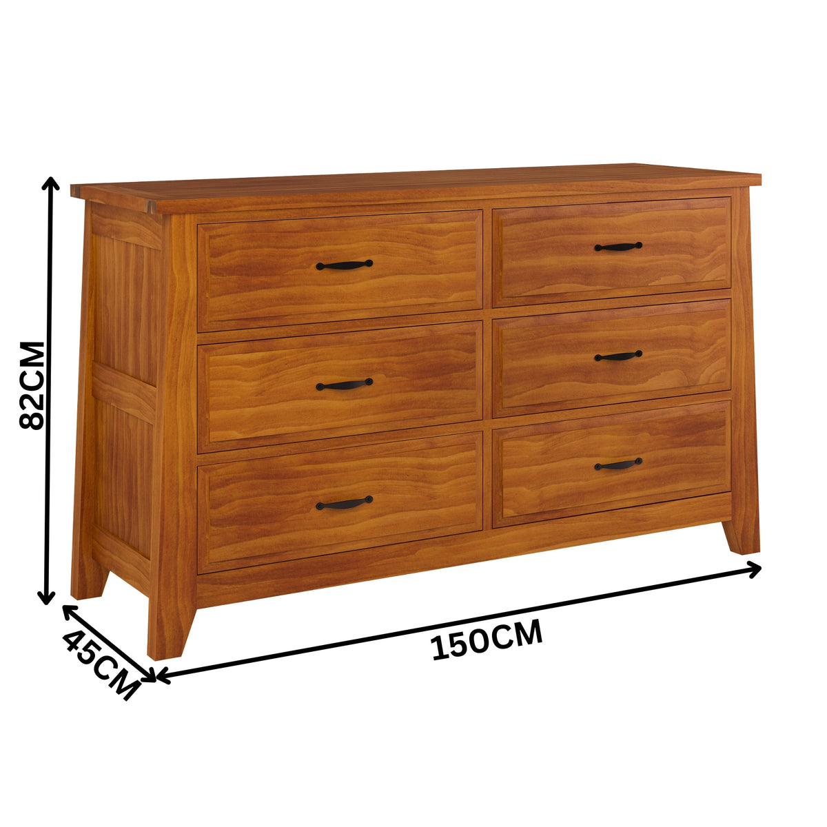 Pine Valley 150cm Dresser Solid Pine Blackwood Oak
