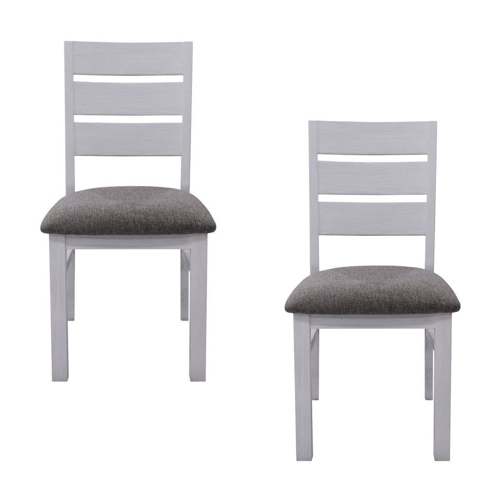 Plumeria 2pc Set Dining Chair Solid Acacia Wood White Brush