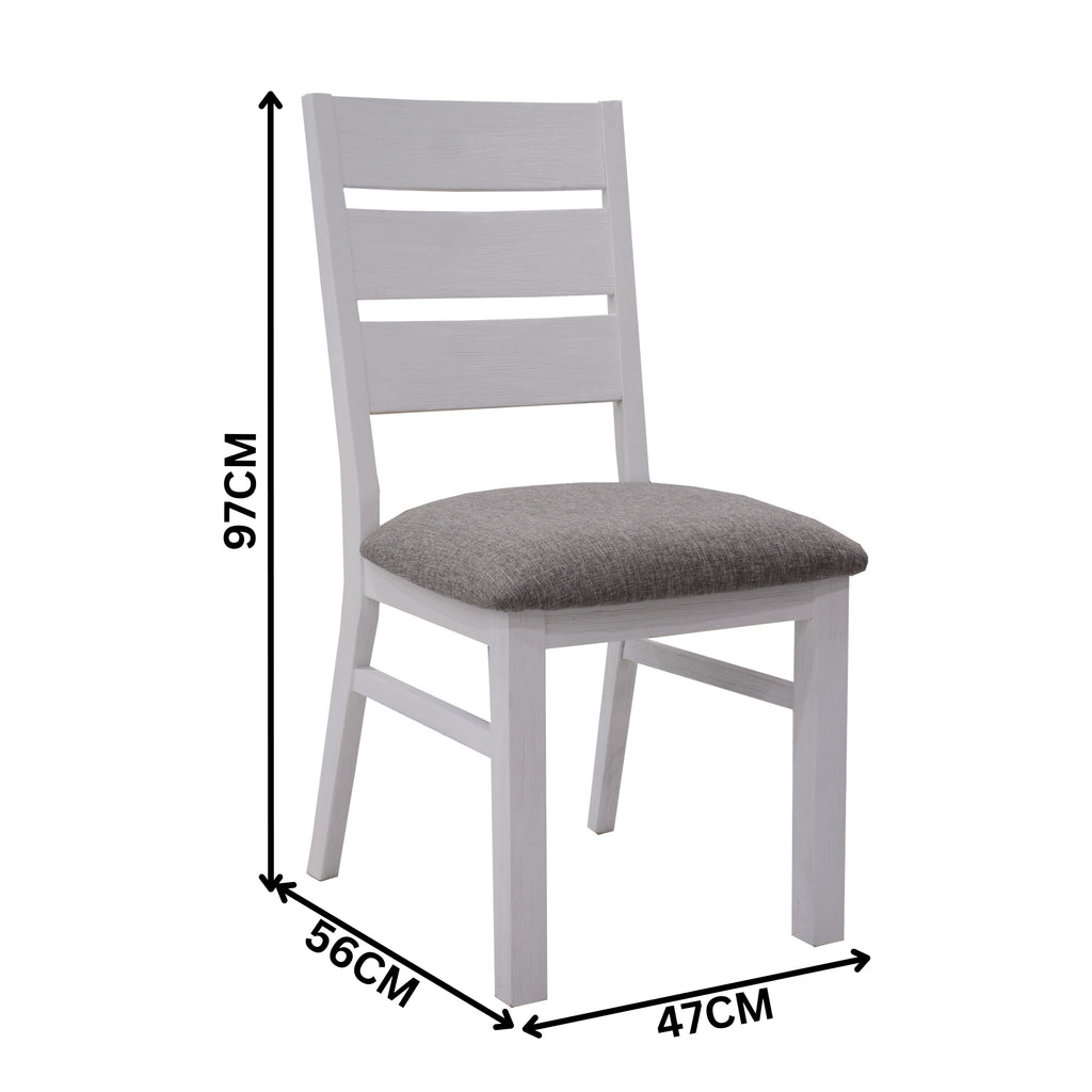 Plumeria 2pc Set Dining Chair Solid Acacia Wood White Brush