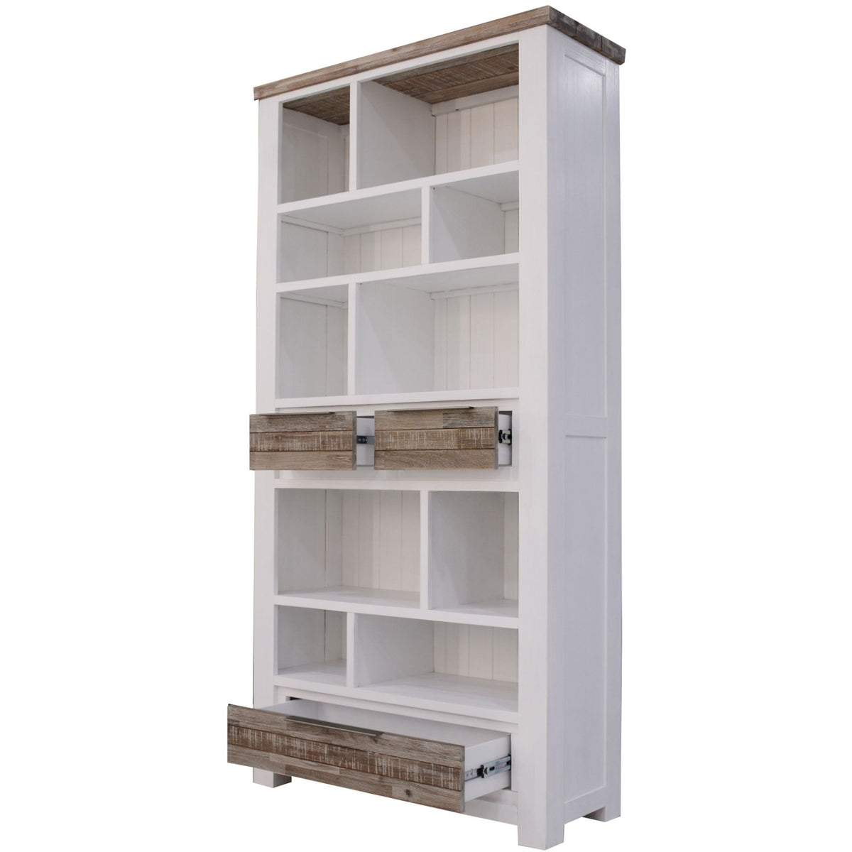 Plumeria Bookshelf 200cm Bookcase Display Unit Solid Acacia Timber Wood 