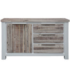 Plumeria Buffet Table 145cm 1 Door 3 Drawer Solid Acacia Timber - White Brush