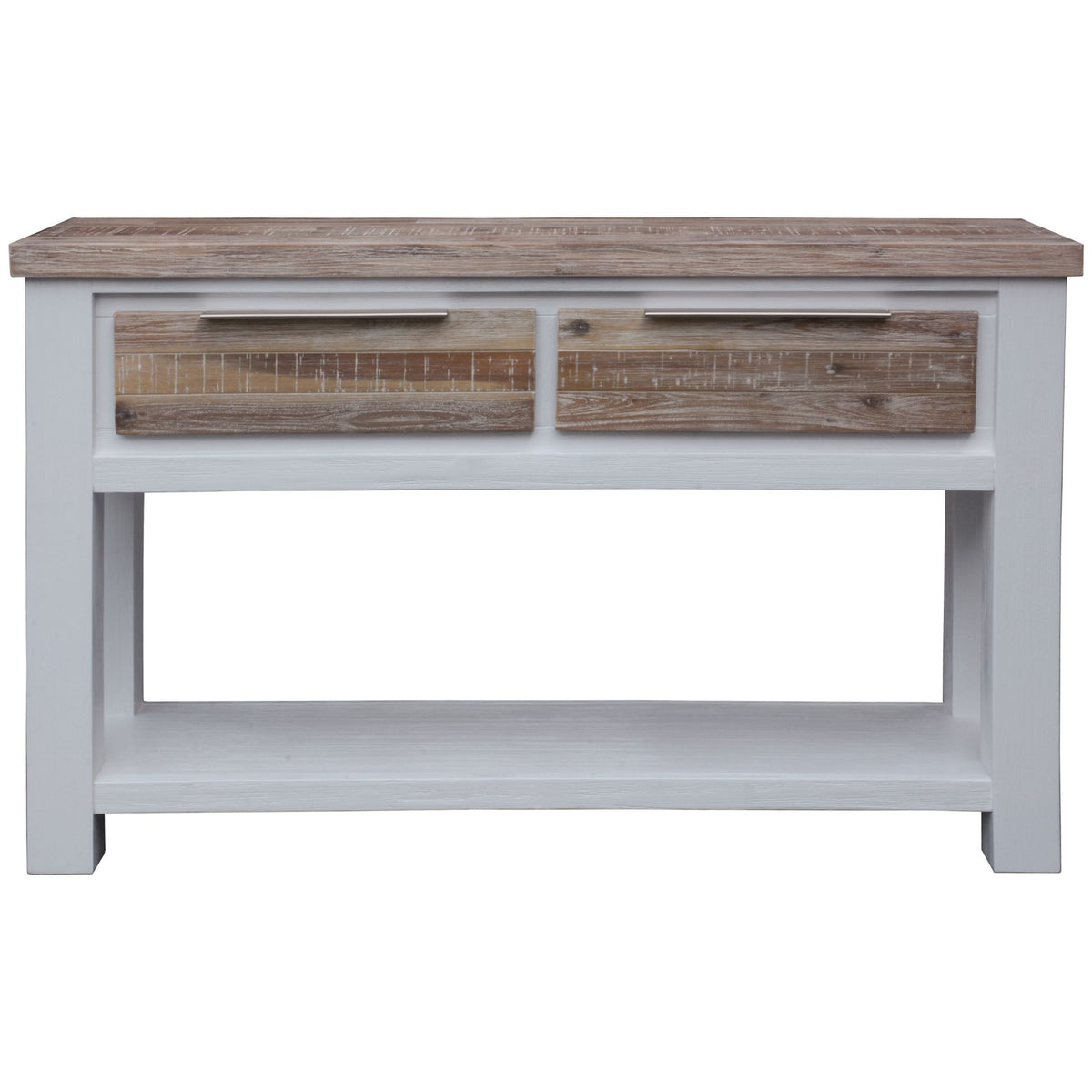 Plumeria Console Hallway Entry Table 130cm Solid Acacia Timber Wood -White Brush