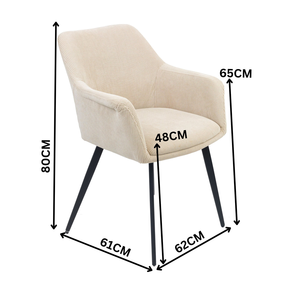 Porto 2pc Set Fabric Dining Chair Beige