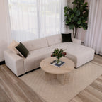 Quinn 4 Seater Upholstered Sofa with Reversible Chaise Beige