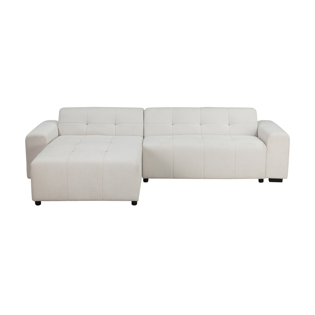 Quinn 4 Seater Upholstered Sofa with Reversible Chaise Beige