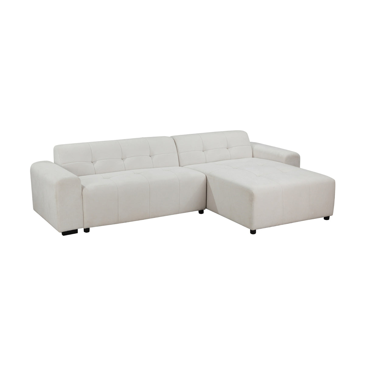 Quinn 4 Seater Upholstered Sofa with Reversible Chaise Beige