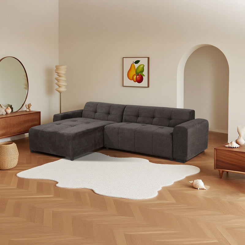 Quinn 4 Seater Upholstered Sofa with Reversible Chaise Black