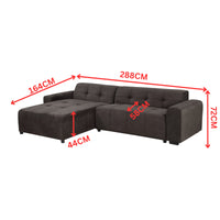 Quinn 4 Seater Upholstered Sofa with Reversible Chaise Black