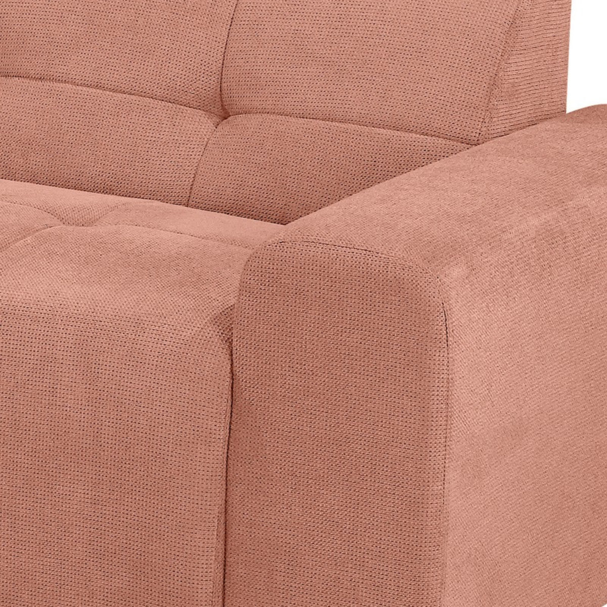 Quinn 4 Seater Upholstered Sofa with Reversible Chaise Blush Pink, chaise corner detail