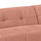 Quinn 4 Seater Upholstered Sofa with Reversible Chaise Blush Pink, backrest and seat tufting detail