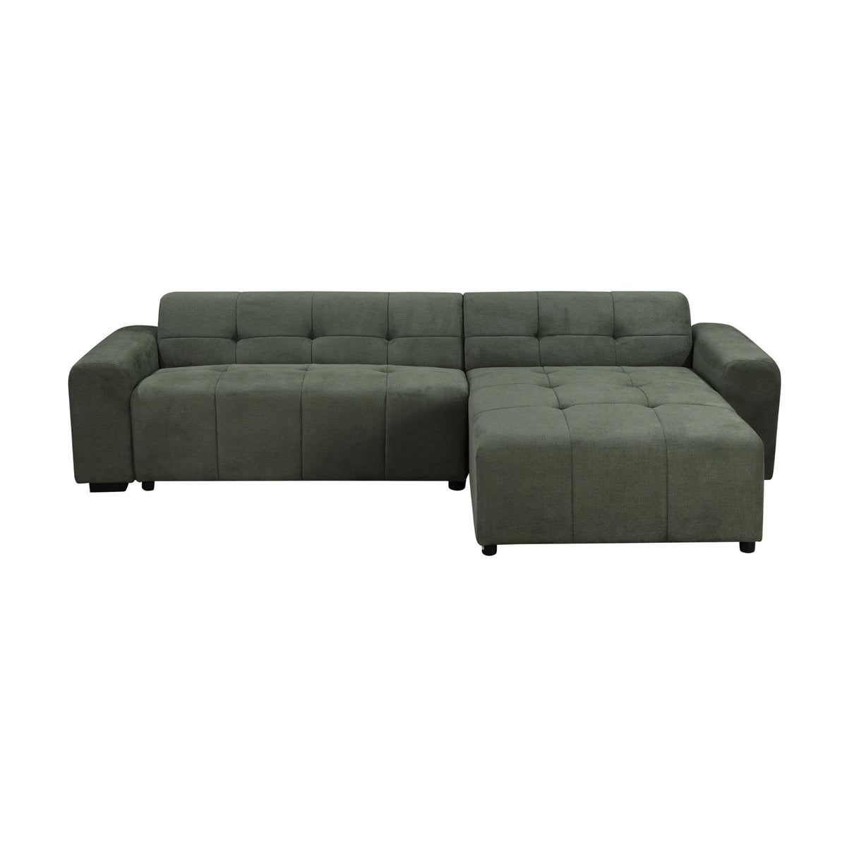 Quinn 4 Seater Upholstered Sofa with Reversible Chaise Green
