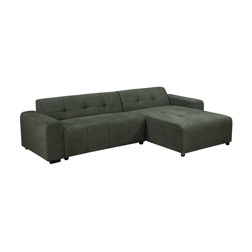 Quinn 4 Seater Upholstered Sofa with Reversible Chaise Green