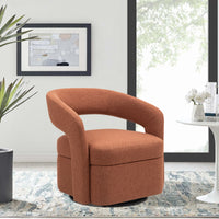 Raeley Premium Fabric Swivel Armchair Occasional Accent Tub Chair Rust Orange