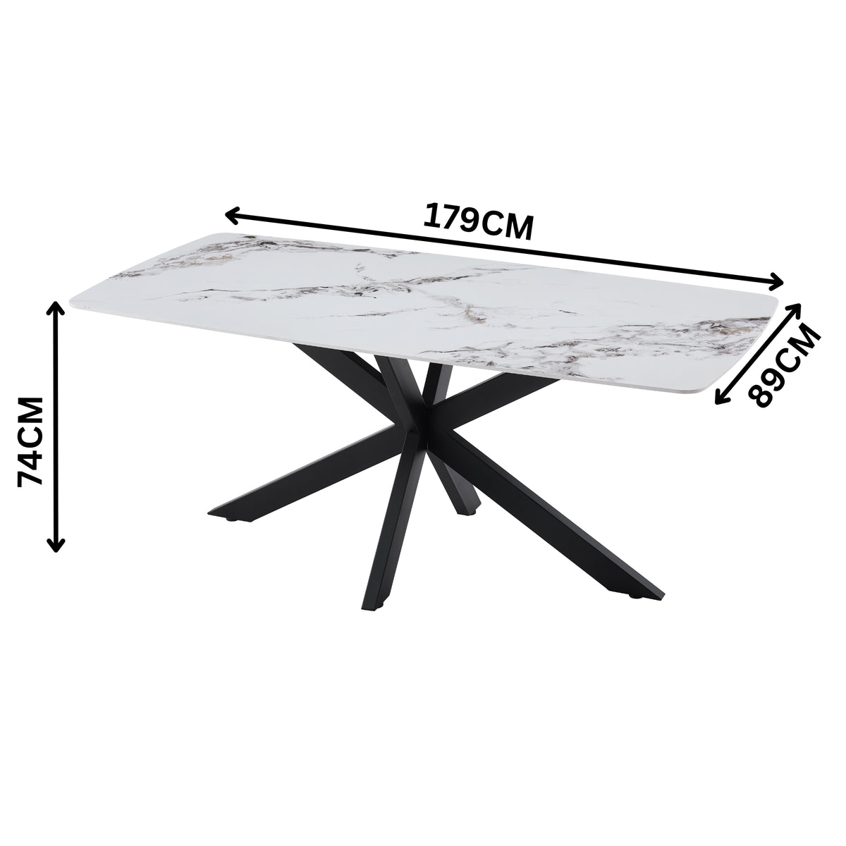 Rafelle 180cm Dining Table Sintered Stone Top White