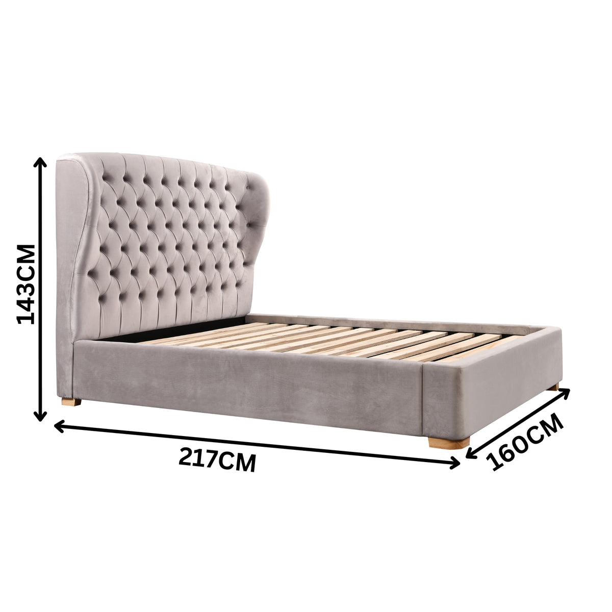 Raina Fabric Double Bed Frame Mink Beige