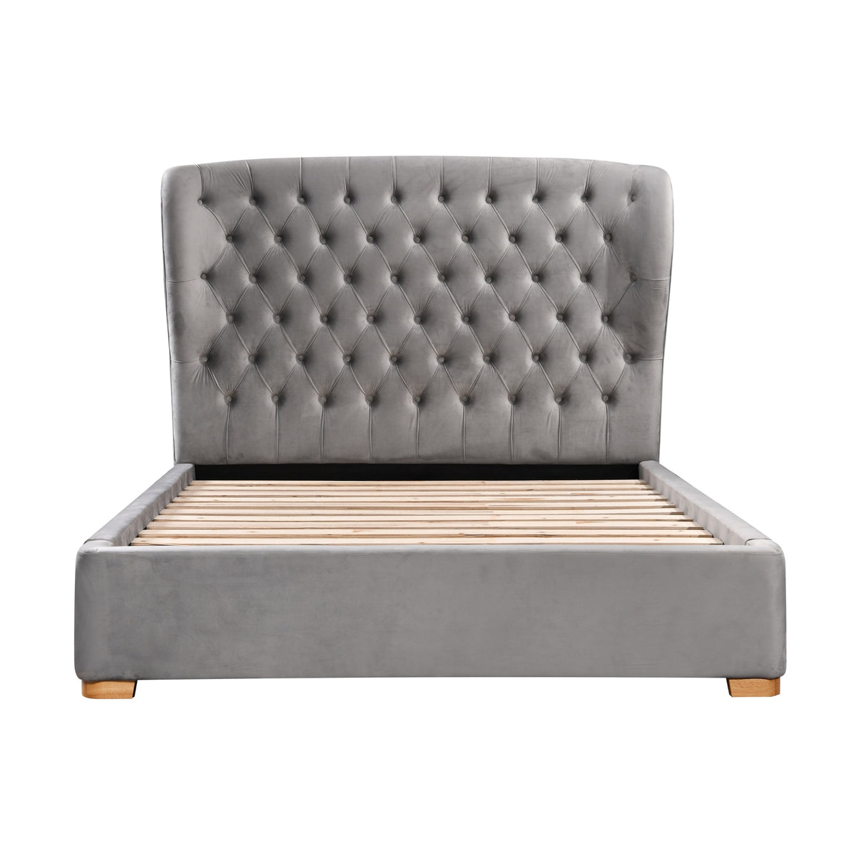 Raina Fabric Double Bed Frame Silver Grey