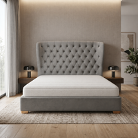 Raina Fabric Double Bed Frame Silver Grey
