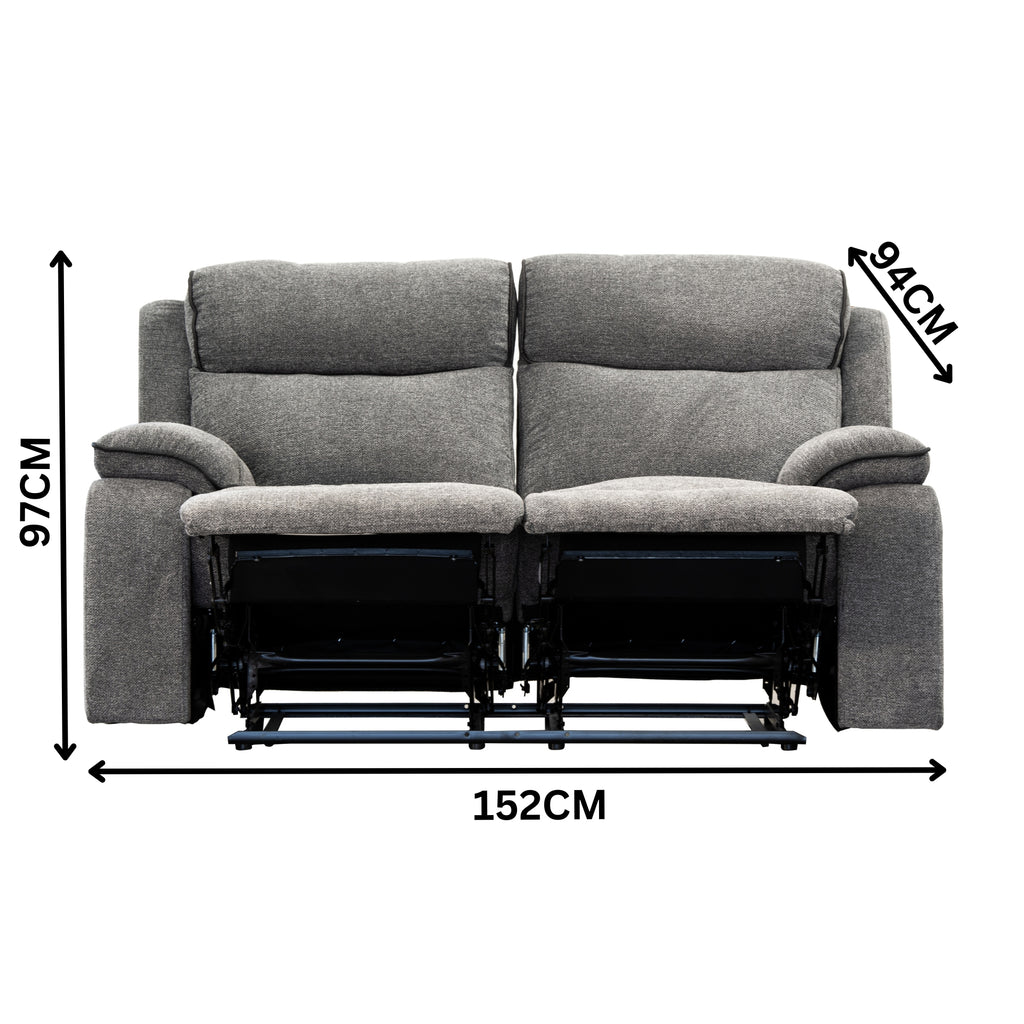 Randy 2 Seater Fabric Electric Recliner Lounge Dante Grey