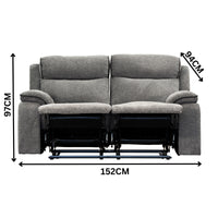 Randy 2 Seater Fabric Electric Recliner Lounge Dante Grey