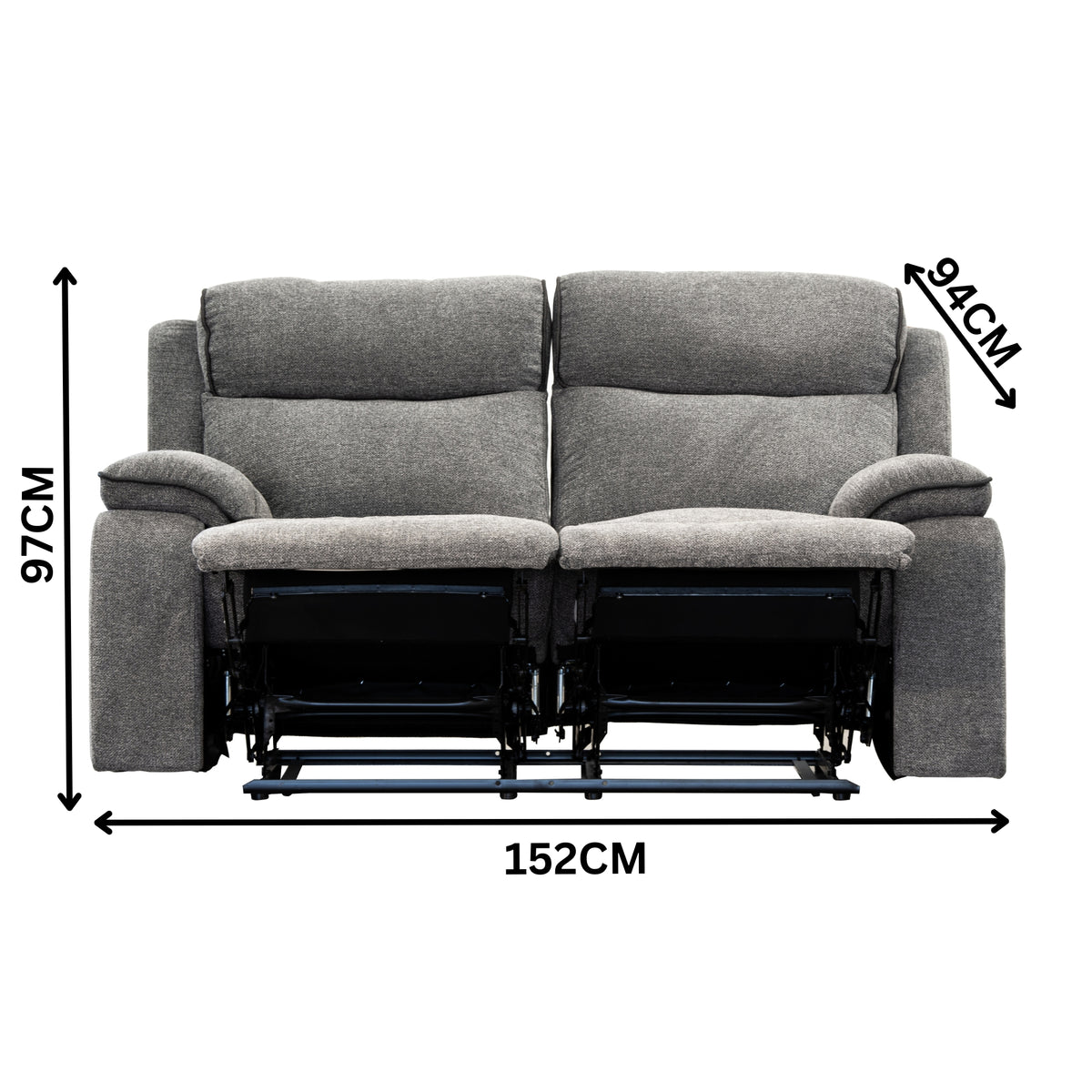 Randy 2 Seater Fabric Electric Recliner Lounge Dante Grey