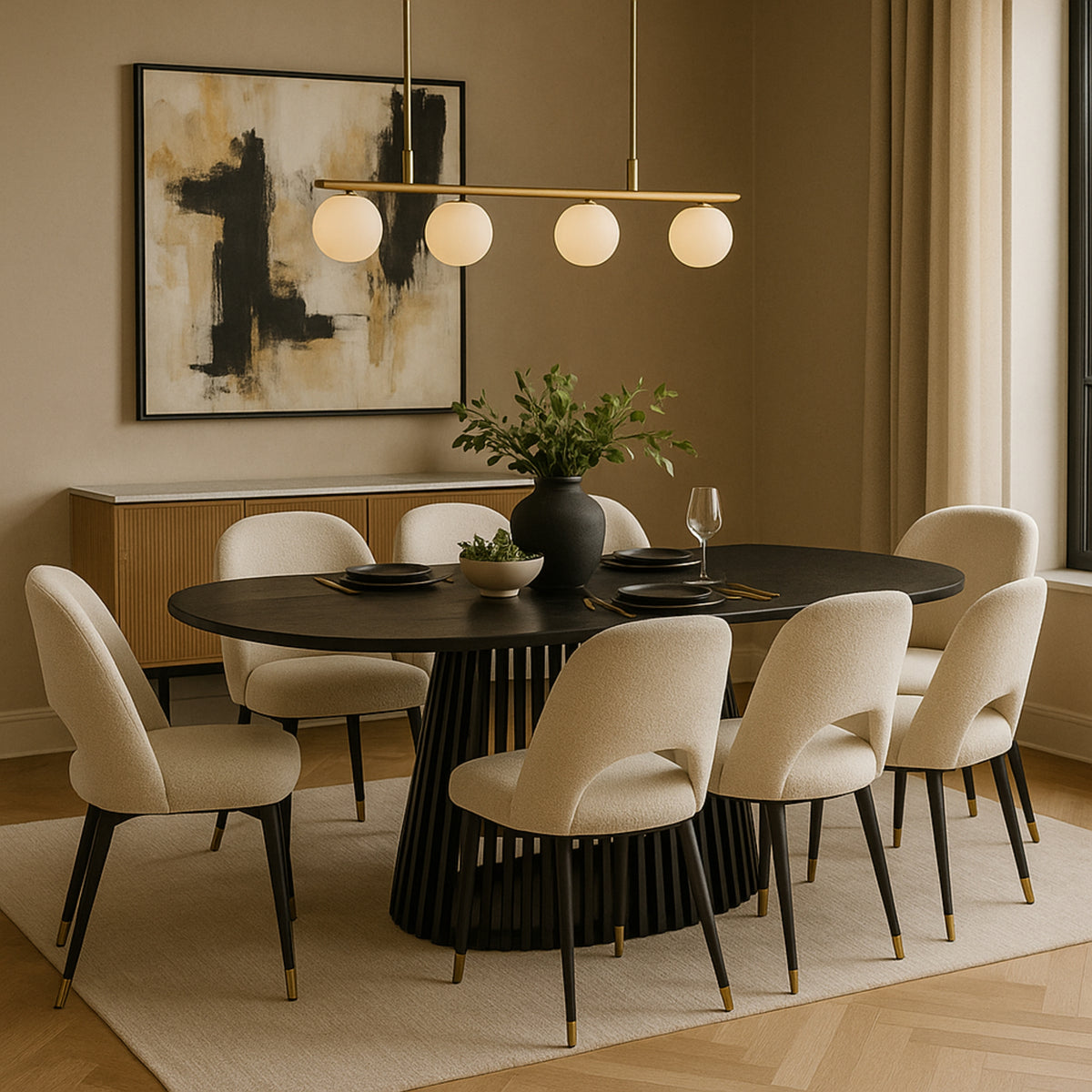 Ravenwood Casablanca 200cm Oval Dining Table Wooden Timber Frame Black