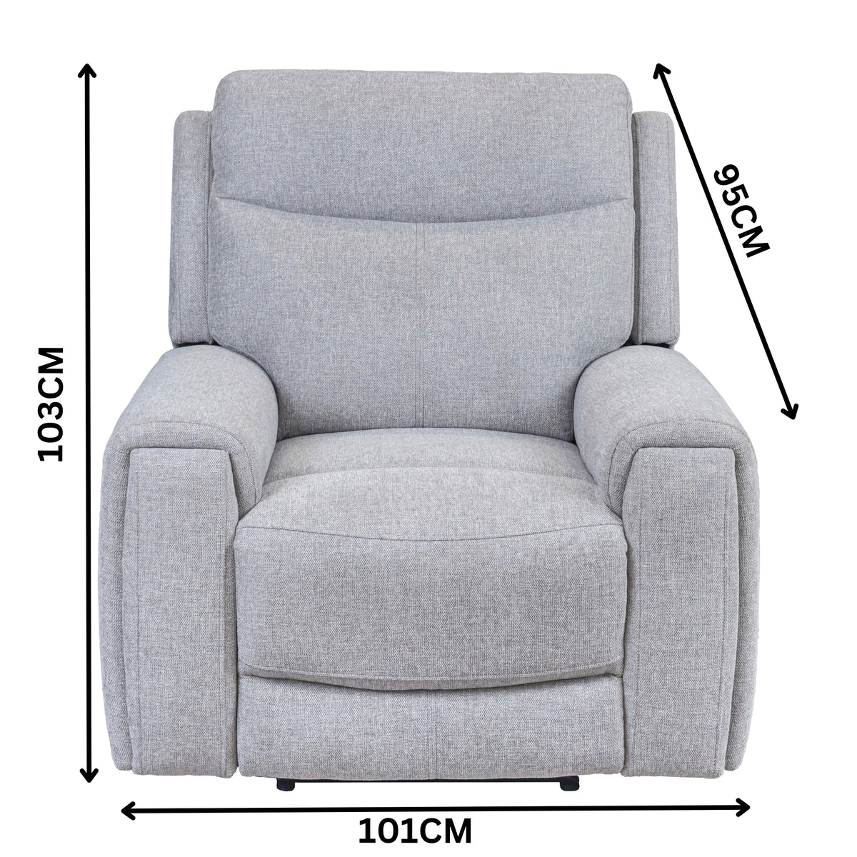 Regal 1 Seater Electric Recliner Fabric Lounge Light Grey
