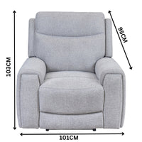 Regal 1 Seater Electric Recliner Fabric Lounge Light Grey