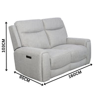 Regal 2 Seater Electric Recliner Fabric Lounge Light Grey