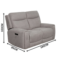 Regal 2 Seater Electric Recliner Fabric Lounge Tone Grey