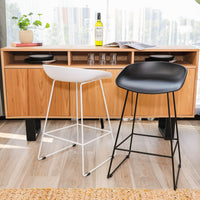 Replica Hay Set of 2 Bar Stools Kitchen Counter PP Seat Metal Leg Black