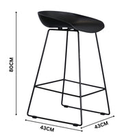 Replica Hay Set of 2 Bar Stools Kitchen Counter PP Seat Metal Leg Black