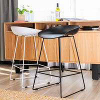 Replica Hay Set of 2 Bar Stools Kitchen Counter PP Seat Metal Leg Black