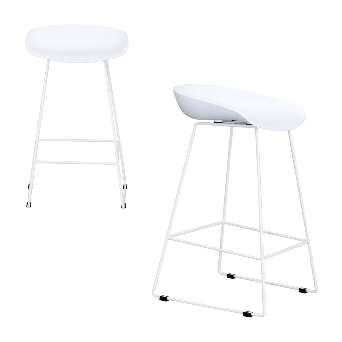 Replica Hay Set of 2 Bar Stools Kitchen Counter PP Seat Metal Leg White