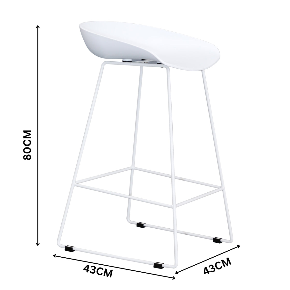 Replica Hay Set of 2 Bar Stools Kitchen Counter PP Seat Metal Leg White