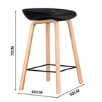 Replica Hay Set of 2 Bar Stools Kitchen Counter PP Seat Wooden Metal Leg Black Natural
