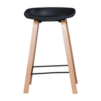 Replica Hay Set of 2 Bar Stools Kitchen Counter PP Seat Wooden Metal Leg Black Natural