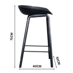 Replica Hay Set of 2 Bar Stools Kitchen Counter PP Seat Wooden Metal Leg Black