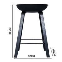 Replica Hay Set of 2 Bar Stools Kitchen Counter PP Seat Wooden Metal Leg Black