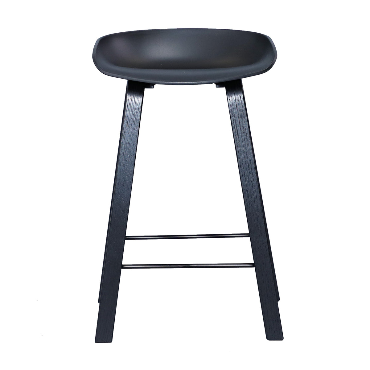 Replica Hay Set of 2 Bar Stools Kitchen Counter PP Seat Wooden Metal Leg Black