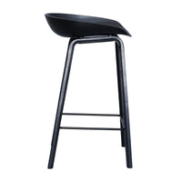 Replica Hay Set of 2 Bar Stools Kitchen Counter PP Seat Wooden Metal Leg Black