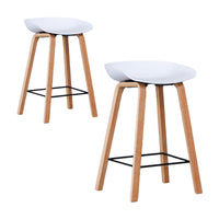 Replica Hay Set of 2 Bar Stools Kitchen Counter PP Seat Wooden Metal Leg White Natural