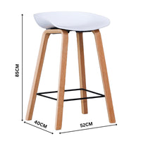 Replica Hay Set of 2 Bar Stools Kitchen Counter PP Seat Wooden Metal Leg White Natural