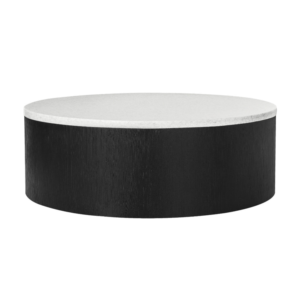 Rexington 100cm Marble Coffee Table Black Base White