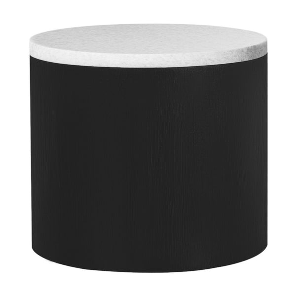 Rexington 50cm Marble Side Table Black Base White