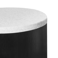 Rexington 50cm Marble Side Table Black Base White