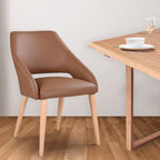 Rikko 2pc Set Genuine Leather Dining Chair Cognac Brown