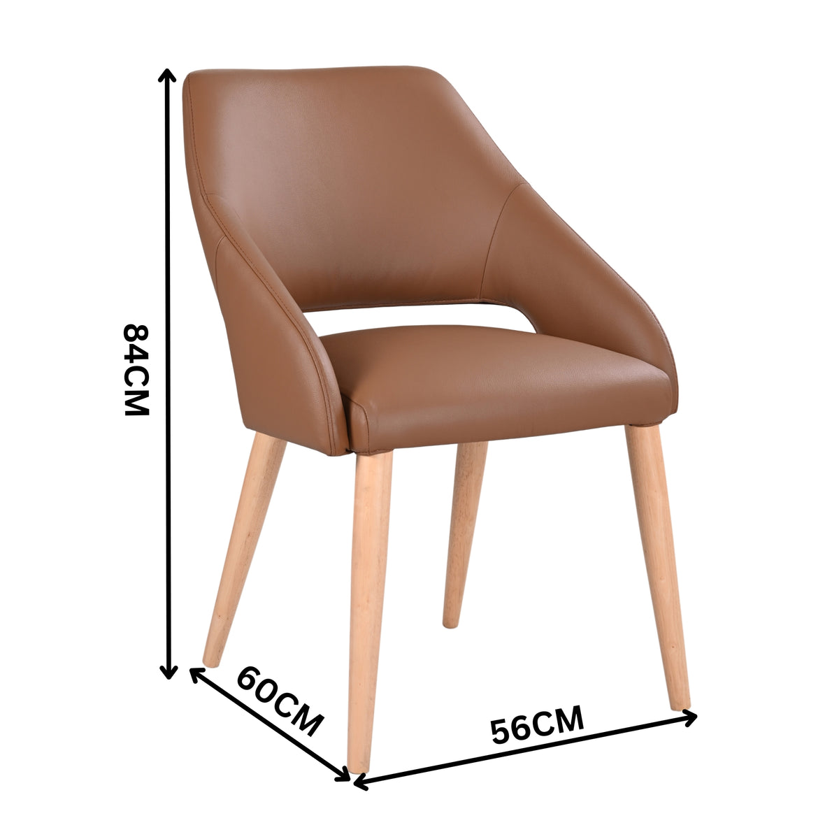 Rikko 2pc Set Genuine Leather Dining Chair Cognac Brown